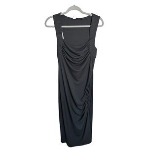 Ribbed Bodycon Midi Dress‎ Ruched Sleeveless Casual Dress